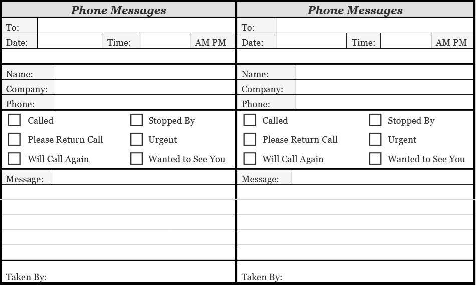 Telephone Message Slip Template Best Office Files