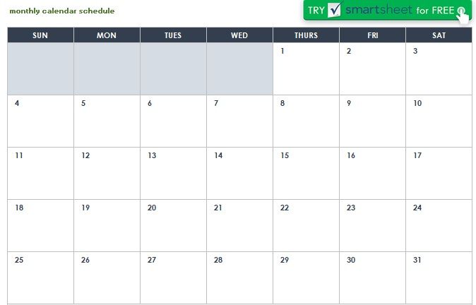 Monthly Calendar Schedule Template 01