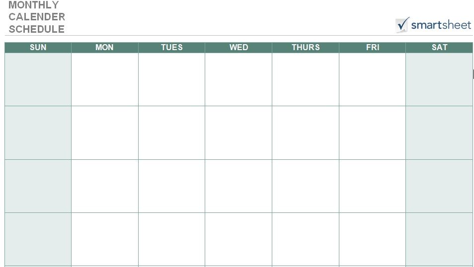 Monthly Calendar Schedule Template 06